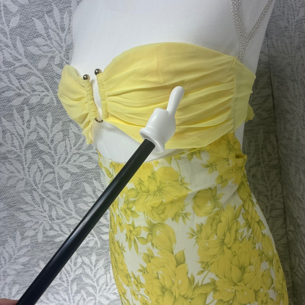 Peppermayo Tropicana Maxi Dress Size 4 Yellow Floral Cutout Strapless NWT Euro - Picture 5 of 12